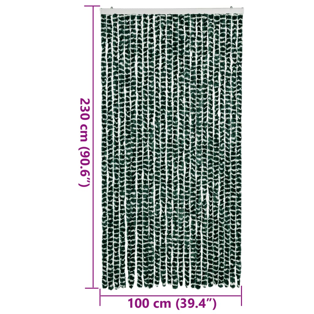 Fly Curtain Green and White 100x230 cm Chenille